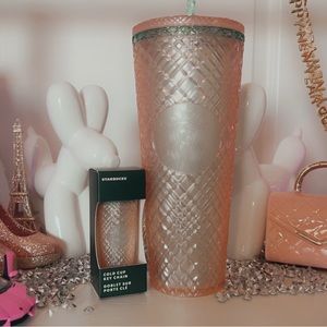 New Release May 2023 Starbucks Jeweled Pearl Peach Tumbler Marching Keychain
